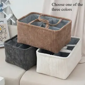 New Simple Nordic Style Multifunctional Organizing Corduroy Storage Basket, Foldable, Ideal for Baby Care, Renting, Small Spaces, Multi-Scene Use, Everyday Baskets, Organizers