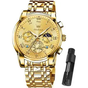 OLEVS Mens Watches Waterproof Stainless Steel Adjustable Bracelet Watch Quartz Analog Watch for Men Fashion Business Classic Mens's Wrist watch's Casual Watches Gold/Blue/Black/White/Face/Dial