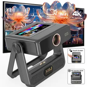 portable projector [Black Friday] XBJ A5 Gray Pro Projector with Bluetooth 5.0, 4K/1080P Smart Touchscreen, Wireless Screen Mirroring for Outdoor Movies, Home Theater, Business Presentations & Camping
