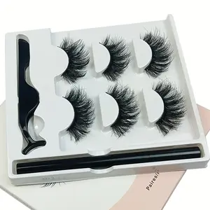 Liquidproof Eyeliner Pen + Voluminous False Lashes Set, Magnetic Design, Curling Dense, Strong Adhesion, No Smudge, Stage Holiday Makeup, Eyelashes Magnetic