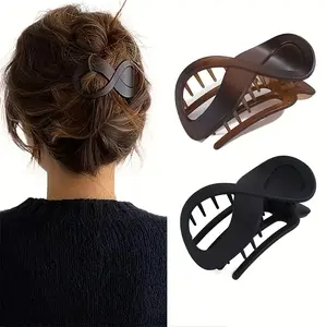 2 pieces matte hair clip, fashionable and durable hair clip, simple black/brown style ladies hair accessory.