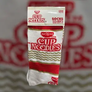 Unique Cup Noodles Socks in Vibrant Red and White - Made with Comfortable Polyester