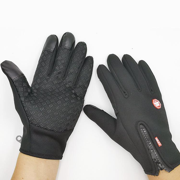 Outdoor Waterproof Gloves Touch Screen Windproof Riding Zipper Sports Winter Warm Fleece Mountaineering Gloves
