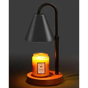 Candle Warmer Lamp with Timer Dimmable,Mothers Day Birthday Gifts for Women Mom, Aditable Height Modern Candle Warmer Black Candle Lamp for Jar Candle, Home Decor Vintage Wax Warmer with 2 Bulbs