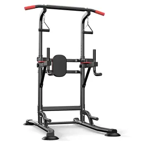 All-in-One Power Tower, 350LBS Stable Pull Up Station with Suction Cups & Ergonomic Backrest, 8-Level Adjustable Dip Bar for Home Gym Full Body Workout