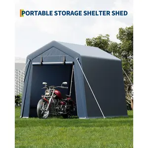 Garvee 6x8FT Motorcycle Shelter - Heavy-Duty Steel Frame, Weatherproof PE Fabric Cover, All-Weather Protection, Easy Assembly, Compact Storage for Bikes