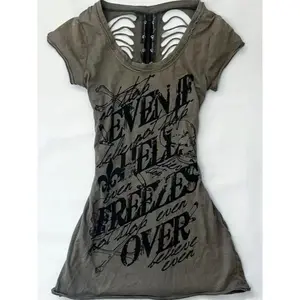 Summer Japanese Retro Hollow Out Design Clothing Women Tees Punk Slim Short Sleeve T-shirt Gothic Harajuku Zipper Tops New