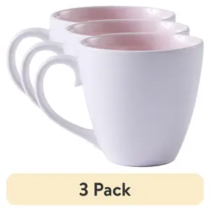 3 pack blush stoneware mugs, vivian style, modern ceramic coffee cups