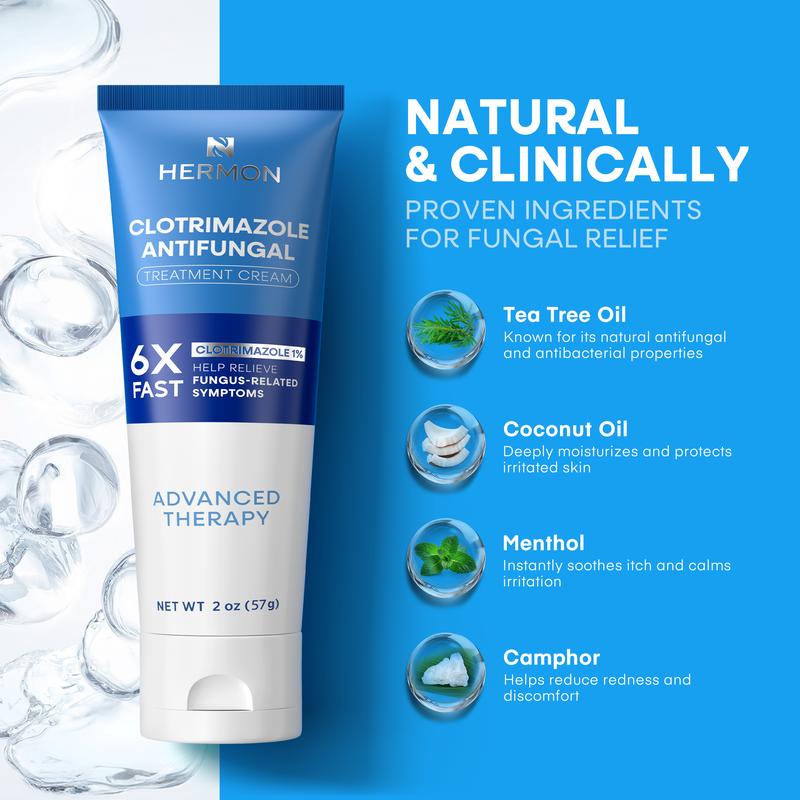 Hermon Advanced Therapy Clotrimazole Antifungal Treatment Cream & Soap Kit - 57g Tube & 113g Bar - Relieves Athletes Foot Jock Itch Ringworm - Maximum Strength