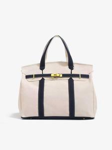 High-End Colorblock Canvas Bag, Large Capacity Commuter Tote, Casual Plain Handbag, All Seasons Versatile Shoulder Bag, Canvas Shoulder Bags