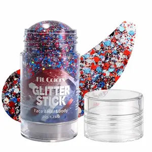 4th of July Patriotic Glitter Highlighter Stick (Single Pack) | Red, White & Blue Sparkle Makeup for Face, Hair & Body