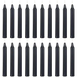 20 pcs Unscented Metallic Black Exquisite Mini Taper Candle, 4 Inch Tall x 1/2 Inch Diameter, Supreme Chimes, Enchantment, Rituals, Casting Spells, Witchcraft, Wiccan, Metaphysical