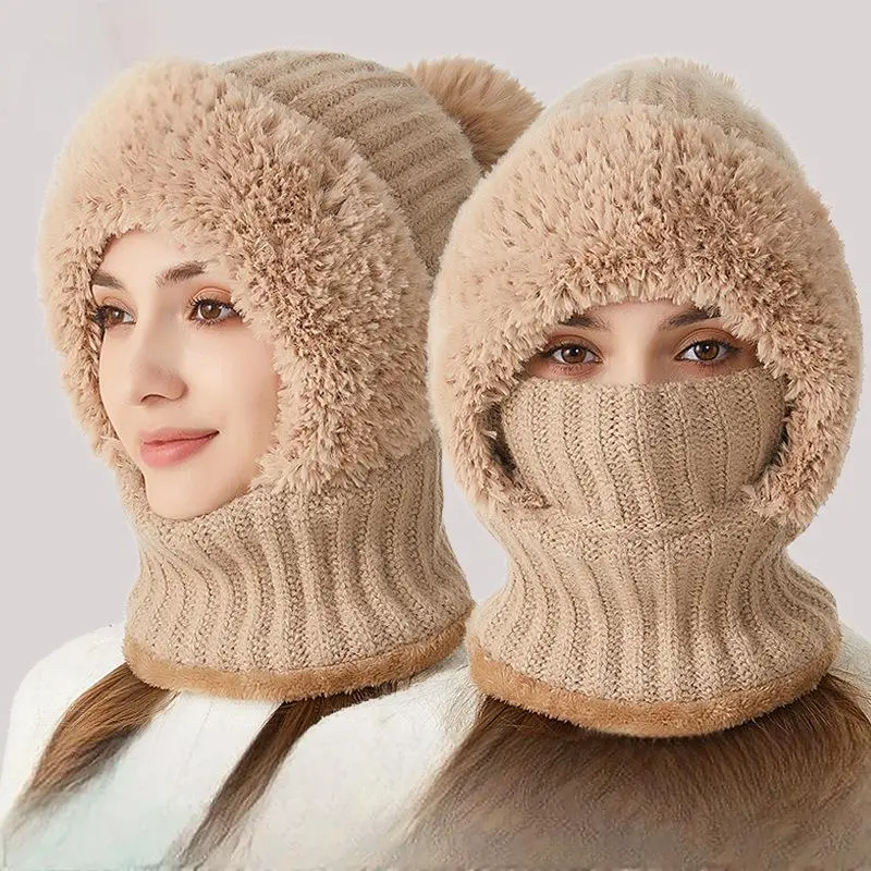 3-in-1 Winter Plush Knit Hat – Neck Warmer, Beanie, Thermal Ski Mask, Unisex