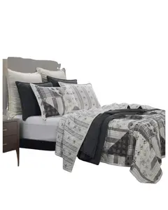 Hiend Accents Unisex Patchwork Prairie Reversible 3-Piece King Quilt Set - Qw2133-Kg-Bk