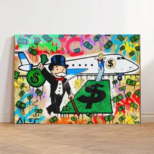 Monopolysairplanefunny Cartoonand Money Poster Decorative Painting Canvas Wall Art Room Posters Office Decorations decor college apartment funny animal dark big