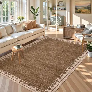 Large Size Washable Bordered Printed Rug, Simple Solid Color Design, Soft Ultra-Thin & Non-Shedding, Non-Slip Rubber Backing, Perfect for Bedrooms, Children's Rooms, Hallways and Living Rooms carpet