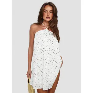 Moonlit Mini Dress White Polka