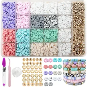 Pastel Clay Beads Kit for Bracelets Making, Heishi Beads, Clay Charms and  Spacer for  Making, Friendship Bracelet Kit for Crafts, Concert, Raves, Gifts