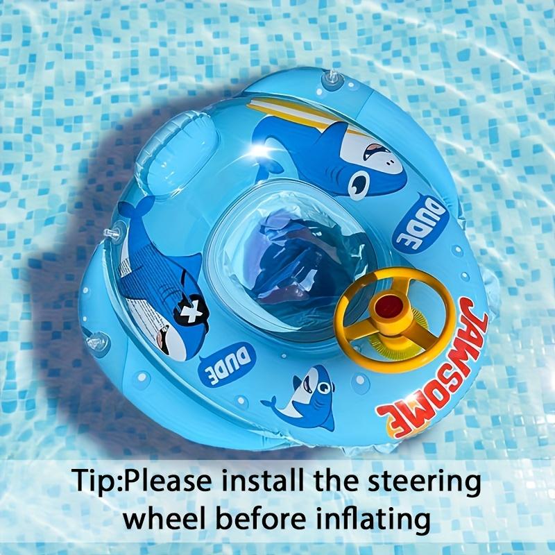 Cool Blue Shark Baby Pool Float with Turning Steering Wheel  3-Year-Toddler Swim Ring with Safety Seat | Stable & Leak-Proof Inflatable Water Toy for Summer & Beach Fun  Jawsome Shark Design for Little Captains!  #BabyPoolFloat #Shark accessories swimming
