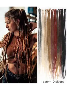 Dreadlock Extensions, 24 Inch Synthetic Crochet Dreads, 100% Handmade Single Ended, Thin 0.6cm Width, Reggae Style for Girls, Faux Locs Braids