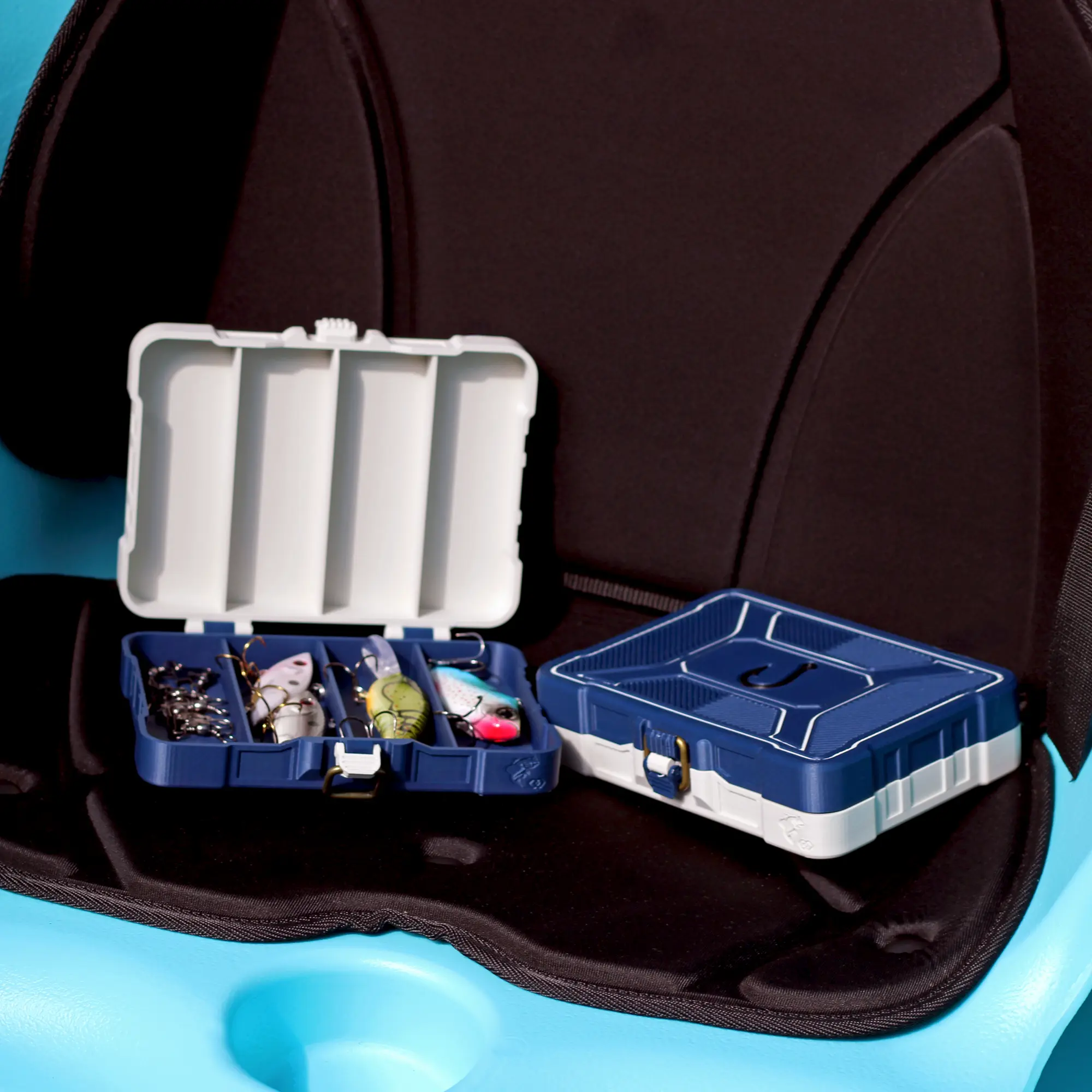 Mini Fishing Tackle Box – 4-Slot Lure Organizer with Latch – Bass Fishing Gift – Made in USA
