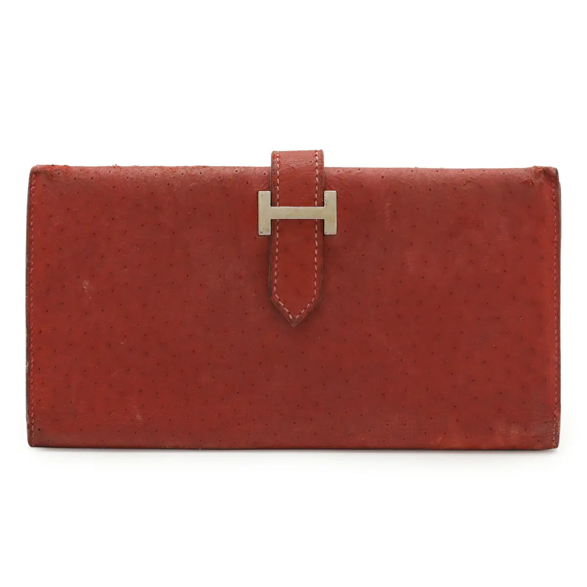 Pre-owned HERMÈS Others Small Leather Goods Hermes Bearn Classic Emu Long Bifold Wallet