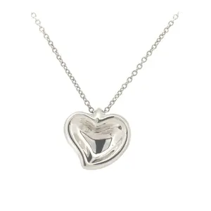 Pre-owned Tiffany & Co. Sterling Silver 925 (Ag925) Small Leather Goods Tiffany Full Heart Silver Necklace