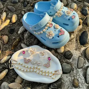 Shoe Decoration Charms Set Pink Bow Tie Cave Shoe Buckle DIY Accessories Button DIY Cute Shoe for Sandals Girl Adults Party Favor