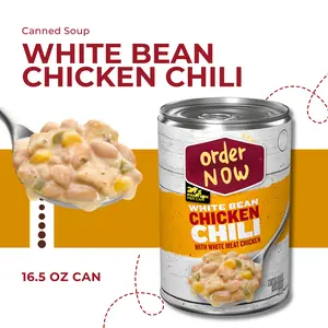 White Bean Chicken Chili, Hearty Canned Meal with Savory Broth, Ready-to-Eat Comfort Food, 16.5 oz
