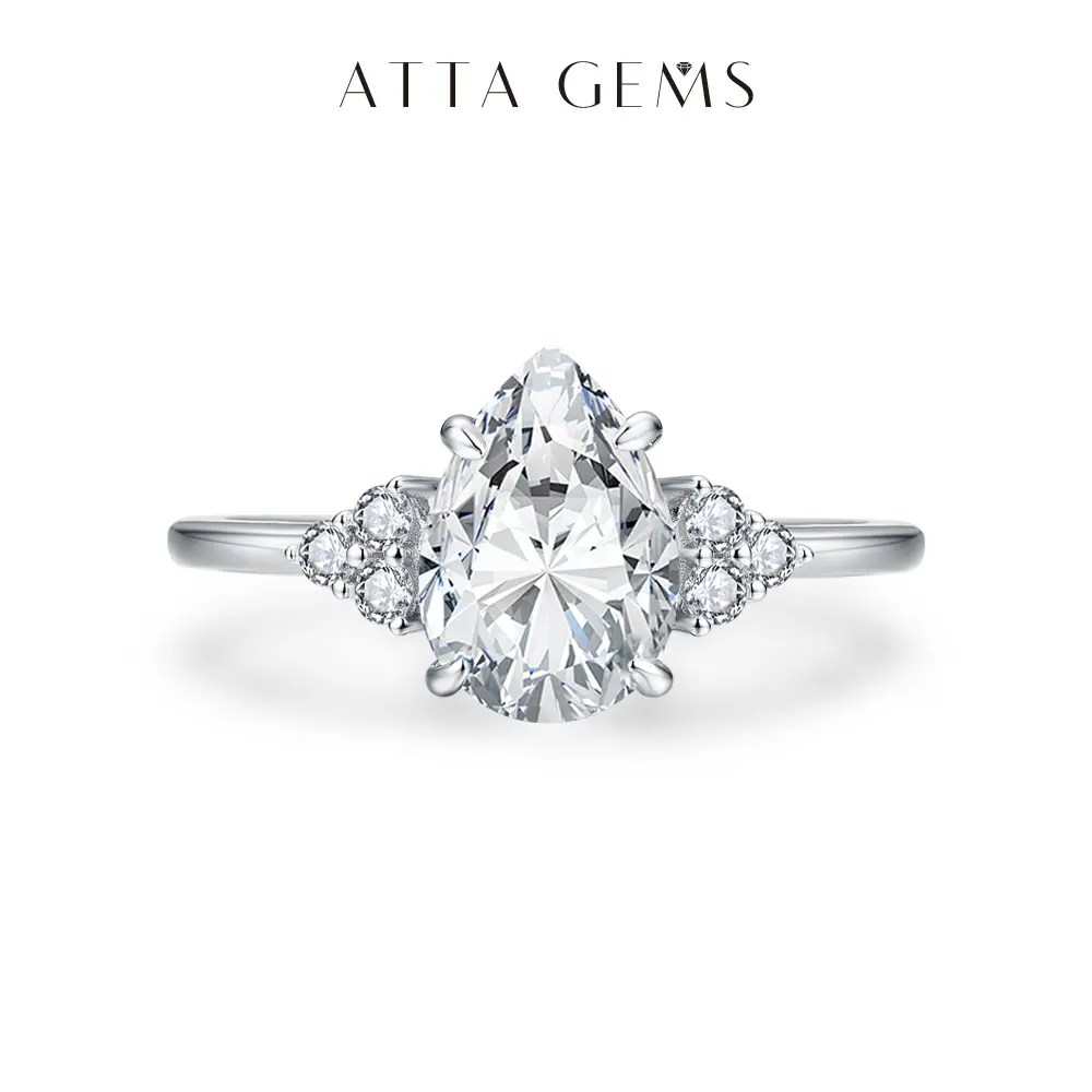 Elegant Pear Cut Moissanite Ring for Women, 2.0ct D VVS1 Glittering Diamond Alternative, Fine Engagement Wedding Jewelry, Elegant Glittering Ring, Moissanite Rings