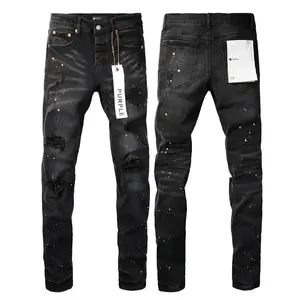 Grid Wardrobe Purple Jeans American High Street Paint Hole Black 9045 New Fashion Trend High Quality Jeans springtok Denim Fabric Streetwear Casual
