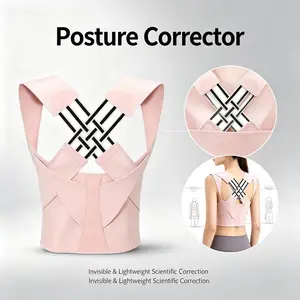 Lightweight Pink Posture Corrector, Comfortable Back Support Brace for Women, Adjustable Shoulder Strap to Fix Slouching & Hunchback, for Work, Home & Daily Use Correction