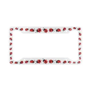 Red Ladybugs License Plate Frame, Cute Car Gift for Women, Kawaii Lady Bug Art for your Car