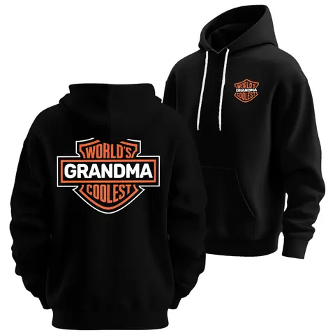 World's Coolest Grandpa Nickname Gift Motorcycle Grandma/Dad /Mom Print Back Font Shirt Sweatshirt Hoodie, Father's Day Tee Birthday Gift from Grandkids/Kids Menswear Top 25626