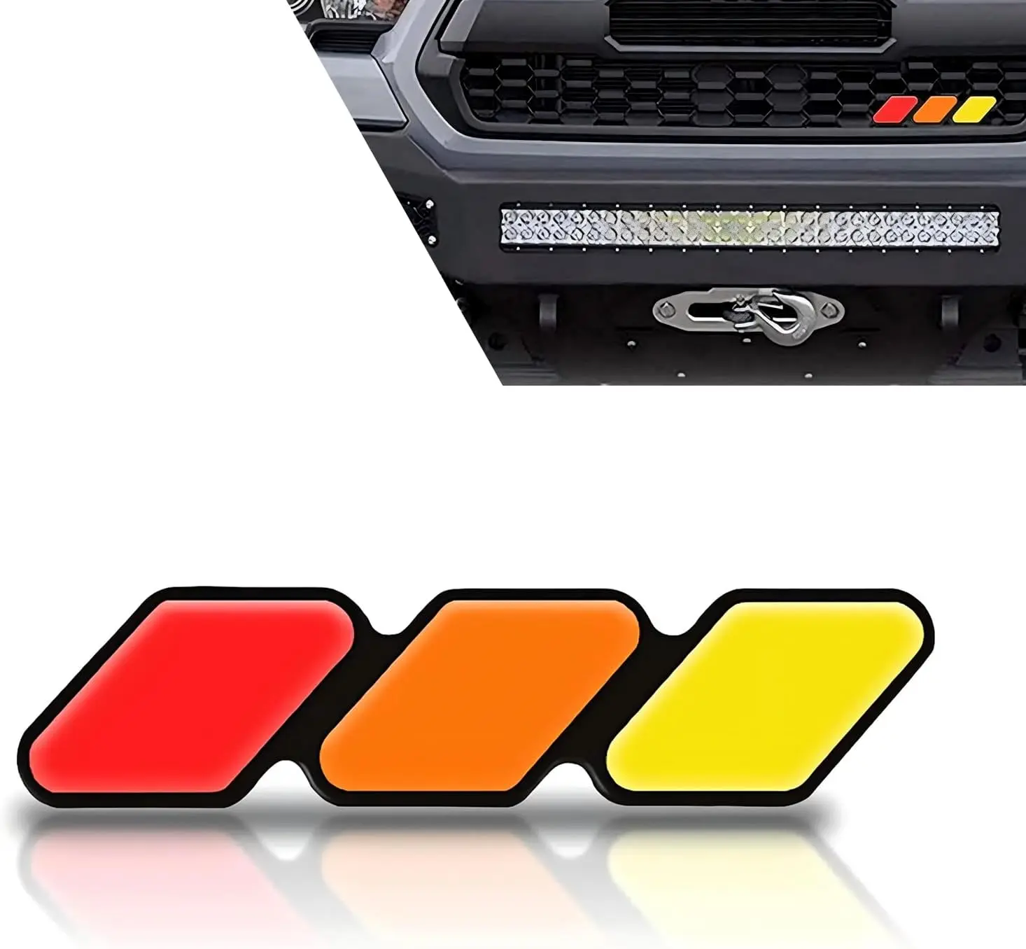 Plastic Car Grill Decoration Badge Emblem Sticker - 4.7x1 in Sun-Proof ABS Weatherproof Insert, Sporty & Custom Appearance Exterior Accessory for Tacoma/4Runner/Tundra (Yellow, Orange, Red), Vehicles