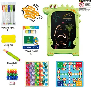 3 in 1 Dinosaur Magnetic Drawing Board, Adjustable Art Easel for Kids Aged 3+, Dual-Sided Drawing Pad with Accessories, Drawing Painting Kit