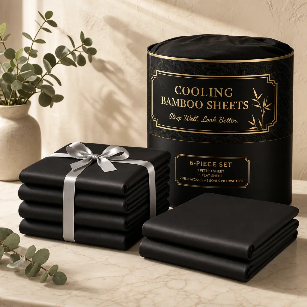 4/6pcs Extra Deep Pocket Sheets Bamboo Bed Sheet Set - kids & Pillowcase Set,Comfy Breathable Cooling Hotel Luxury Bedding for Women, Men and kids- Pockets, Ultra-Soft, Wrinkle Free