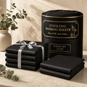 4/6pcs Extra Deep Pocket Sheets Bamboo Bed Sheet Set - kids & Pillowcase Set,Comfy Breathable Cooling Hotel Luxury Bedding for Women, Men and kids- Pockets, Ultra-Soft, Wrinkle Free