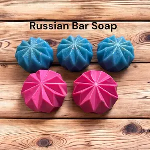 International 8 Russian handmade bar soap enriched with donkey milk ,olive oil , eucalyptus oil ,laurel oil, coconut oil, babassu oil, shea butter , kaolin clay, pine , chamomile and sweet orange essential oils . Recipe originated in a village in Russia.
