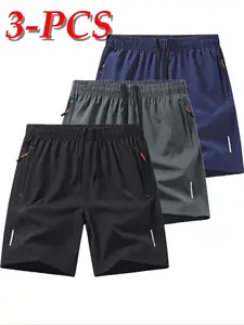 Men's Reflective Stripe Zipper Pocket Shorts, Regular Fit Casual Breathable Comfortable Shorts for Summer, Men's Bottoms for Daily Wear, Streetwear Sports Shorts