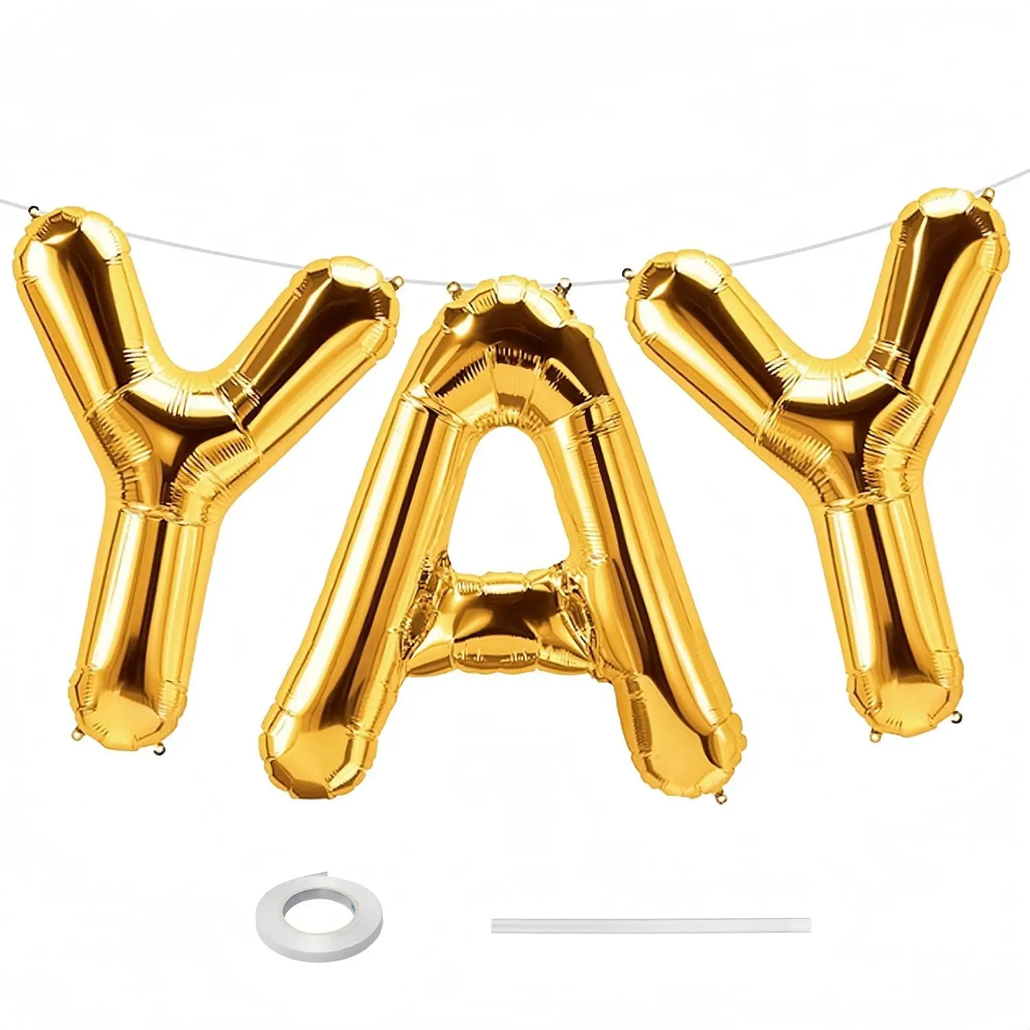 40Inch Gold Yay Balloons, Giant Yay Letter Foil Mylar Balloon Banner, Gold Congratulations Balloons For Congrats Grad Class Of 2026 Graduation Birthday Engagement Wedding Baby Shower Party Decorations