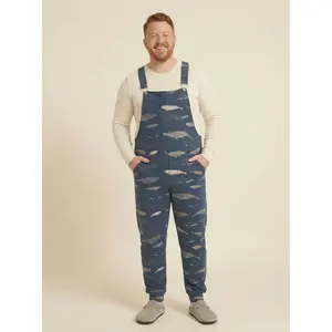 Swoveralls Quiet Giants Limited Edition Navy Fabric Print Unisex Overalls with Secret Front Pocket & Adjustable Straps