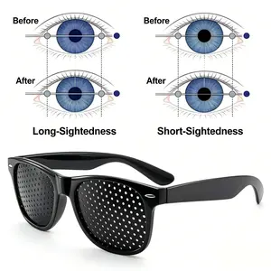 Unisex Pinhole Glasses for Vision Training & Eye Fatigue Relief Lightweight Black Frame Anti-Myopia Astigmatism Correction men eyewear sunglass eyestrain anti-eye strain