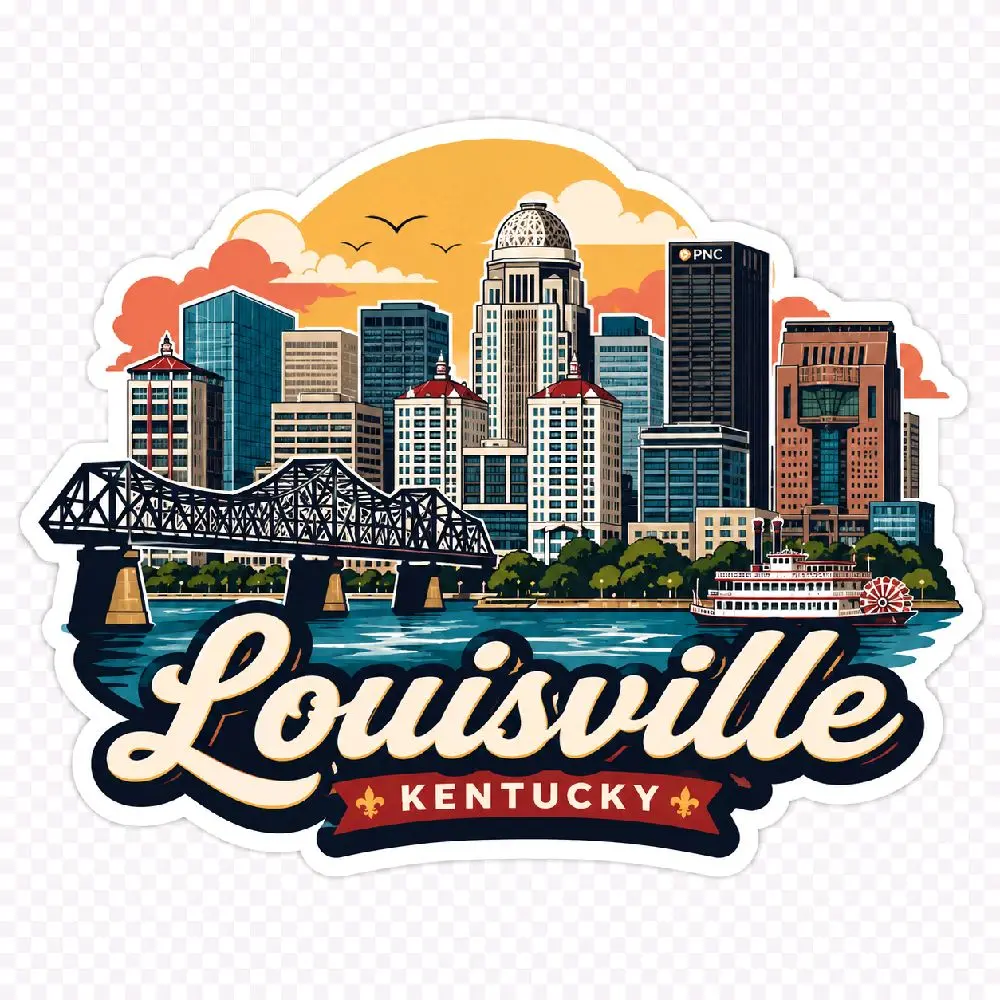 Louisville Kentucky Skyline Waterproof Vinyl Sticker Decal