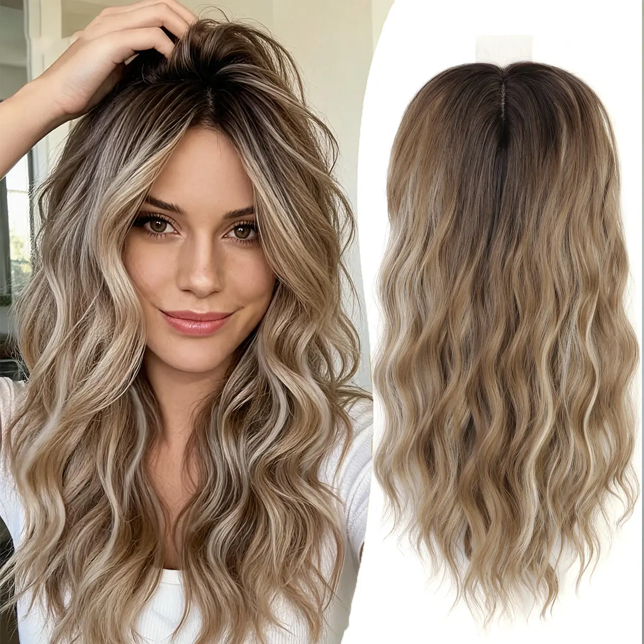 16 Inch Hair Toppers for Women with Thinning Hair - 6.5''x6.5'' Ladies Wiglets Toppers -Synthetic half wig lace front