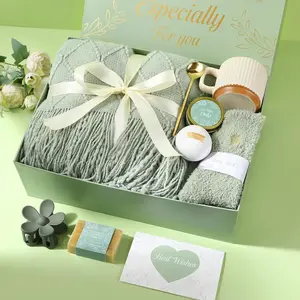 Get Well Soon Gifts Baskets for Women Self Care Birthday Spa Care Package Set for Mom Wife Girlfriend Sister Best Friend (Green)