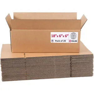 Medium Cardboard Boxes 18"L x 6"W x 6"H (Pack of 20) - USA-Made Packing Boxes for Moving, Shipping, or - USPS, UPS, FedEx Approved - Packing Supplies for Moving