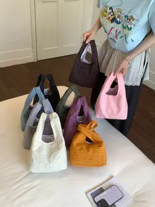 Mini Striped Plaid Women's Handbag, Cute Triangle Canvas Bag, Lightweight Wristlet, Perfect for Daily Use, Multiple Colors Available