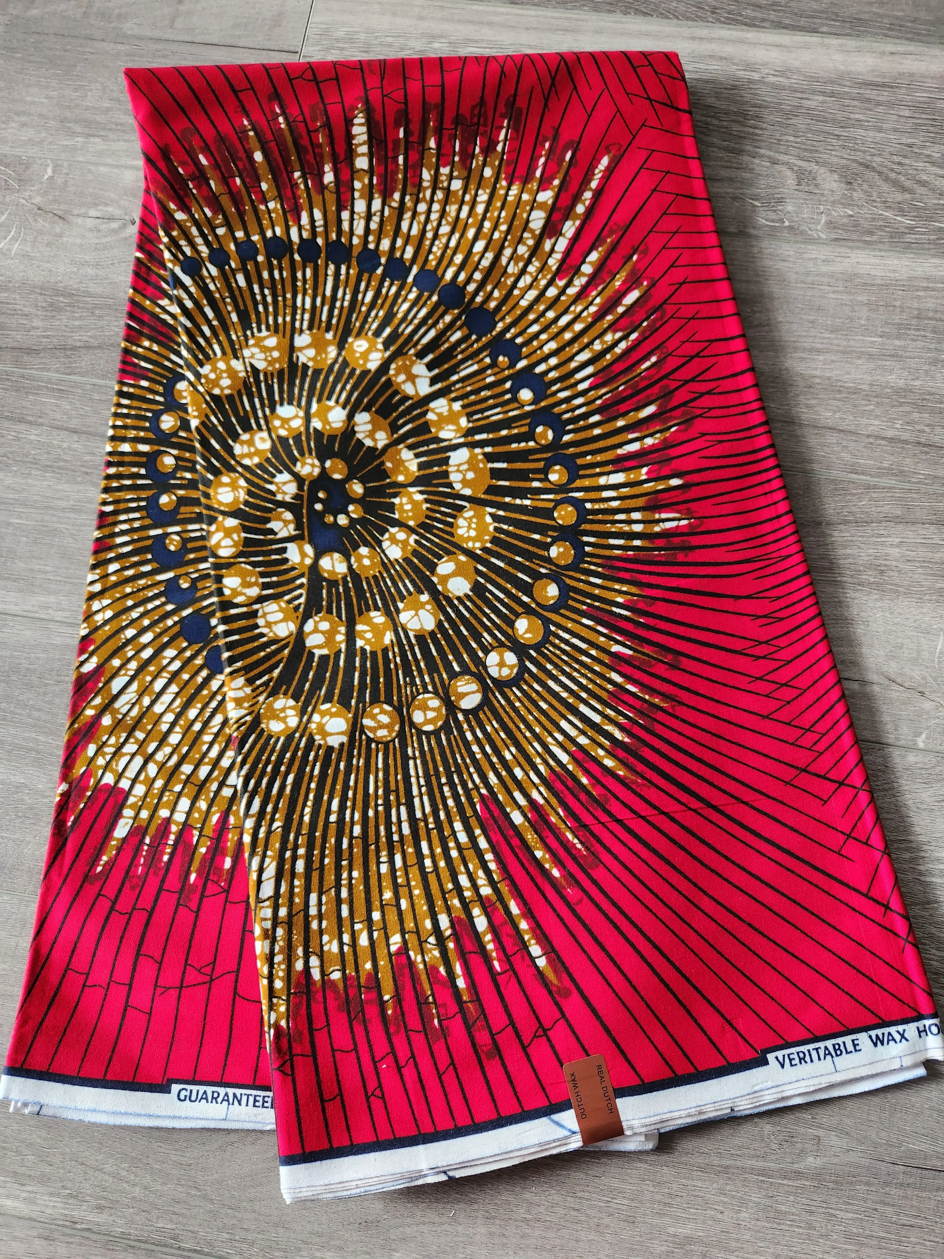 Cotton African Print Fabric - Red and Brown, 3 yds Ankara Fabric AF27, Hand Wash Only, 3 Yards
