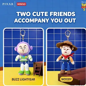 MINISO Disney Pixar Toy Story 5 Woody Swinging Abstract Plush Pendant, Cartoon Doll Keychain & Backpack Charm